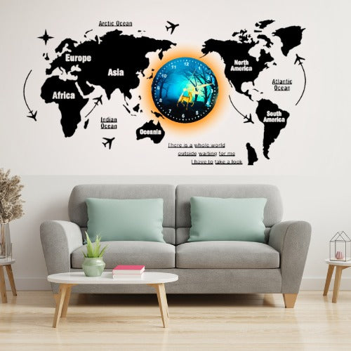3D Wooden World Map With Esthetic Dial