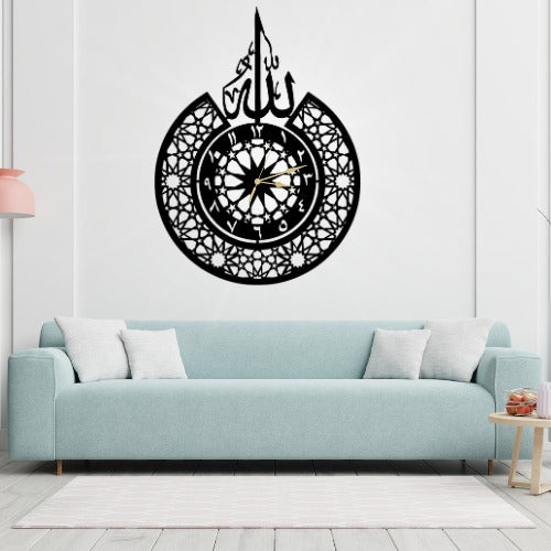 3D Islamic Wooden Wall Clock